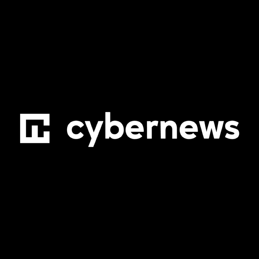 Logo Cybernews : lettres blanches « cybernews » et carré-logo sur fond noir