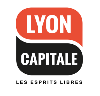 Logo Lyon Capitale : la marque Lyon en lettres blanches sur bulle rouge, le mot CAPITALE sur bulle noire, et le slogan « LES ESPRITS LIBRES »