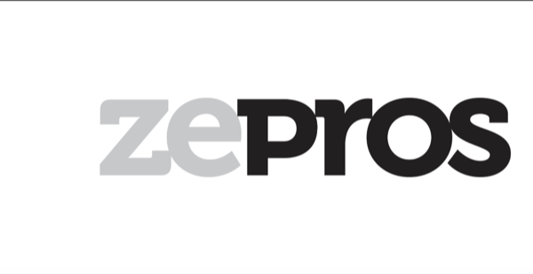 Logo zepros : « ze » en gris clair et « pros » en noir, sur fond blanc